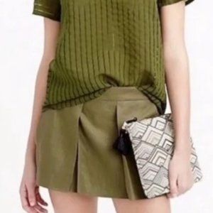 NEW J Crew Olive Green 100% Linen High Rise Short Skirt Skorts Size 10
